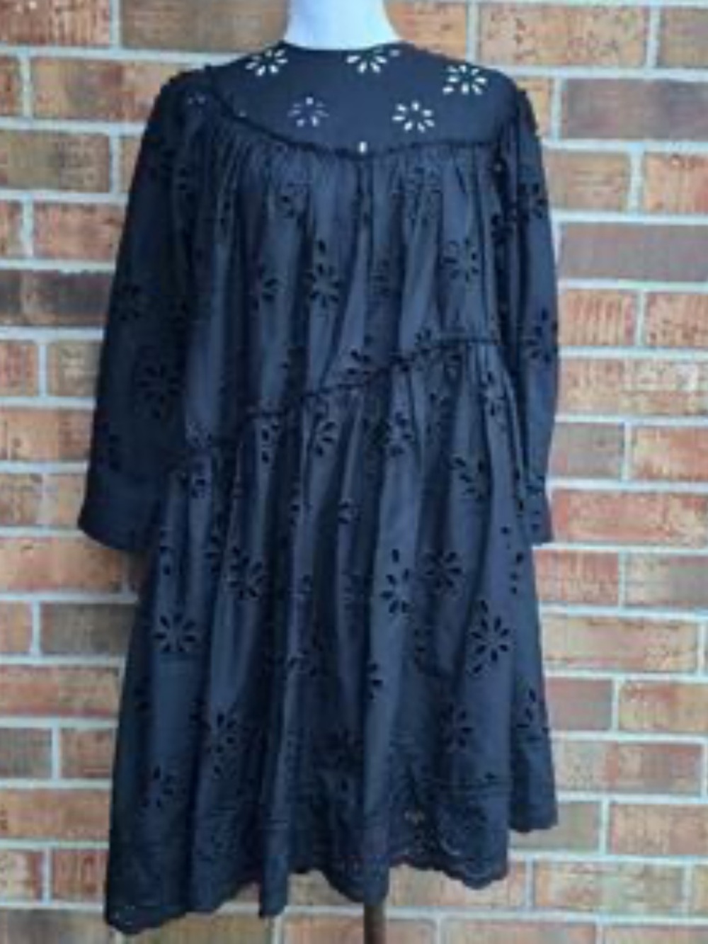 Simone Rocha for H&M Black Floral Eyelet Tiered Dress